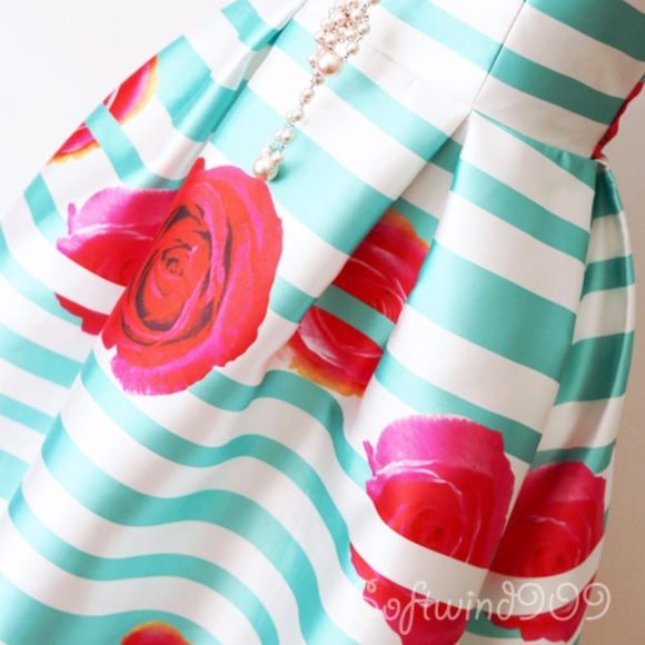 Last ☝️Floral Satin Fit & Flared Midi Skater Dress - Picture 4 of 8